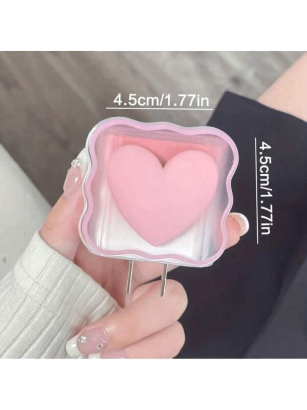 5 pièces Étui de protection en forme de cœur rose pour câble de chargeur compatible avec le chargeur rapide 18W/20W – Image 4