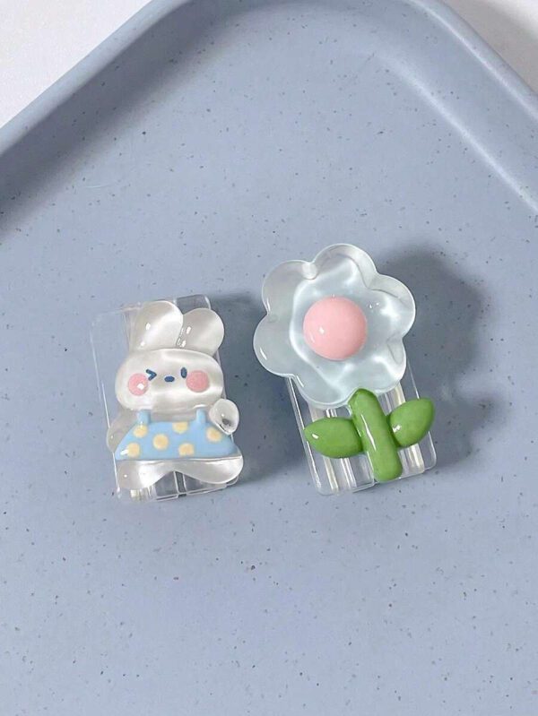 4 pièces Couvercle de protection de câble de données avec fleurs de lapin compatible avec le câble de chargement de téléphone mobile Apple, protection anti-rupture – Image 6