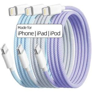 Câble de charge rapide, USB C vers Lightning Compatible avec iPhone 14, 13, 12, 11 Pro Max, XR, XS X, 8, 7, 6 Plus, SE, Type C pour voiture, câble CarPlay, compatible avec Apple, câble de données PD, charge rapide pour iPhone 14, Pro, 13, Max, 12 Plus, téléphone portable, iPad, voiture, tablette, câble de charge Lightning vers Type-C 8