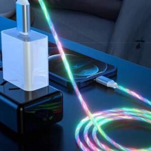 Câble de charge à lumière LED fluide, charge rapide 1 m/3,28 pi, ligne de données de charge TPE compatible avec Vivo/OPPO Ultra/S24/S23 Ultra/S23/S22/S21 Série, compatible avec 16, 16 Pro Max, 15, 15 Plus, 15 Pro, 15 Pro Max, compatible avec Xiaomi, compatible avec OnePlus Type C, certifié Nan MFi
