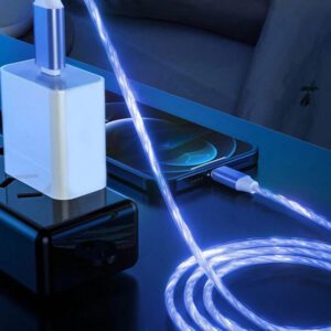 Câble de charge à lumière LED fluide, charge rapide 1 m/3,28 pi, ligne de données de charge TPE compatible avec Vivo/OPPO Ultra/S24/S23 Ultra/S23/S22/S21 Série, compatible avec 16, 16 Pro Max, 15, 15 Plus, 15 Pro, 15 Pro Max, compatible avec Xiaomi, compatible avec OnePlus Type C, certifié Nan MFi