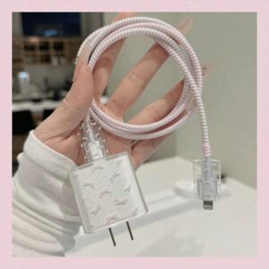 4 pièces Protecteurs de câble de données de 18/20 W en forme de nœud rose/fleur/papillon pour pomme, compatibles avec 16/16 Pro Max/15/14/13/11, adaptateur de chargeur et câble de charge anti-pliage, étui souple