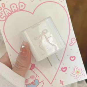 4 pièces Protecteurs de câble de données de 18/20 W en forme de nœud rose/fleur/papillon pour pomme, compatibles avec 16/16 Pro Max/15/14/13/11, adaptateur de chargeur et câble de charge anti-pliage, étui souple