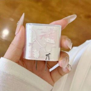 4 pièces Protecteurs de câble de données de 18/20 W en forme de nœud rose/fleur/papillon pour pomme, compatibles avec 16/16 Pro Max/15/14/13/11, adaptateur de chargeur et câble de charge anti-pliage, étui souple