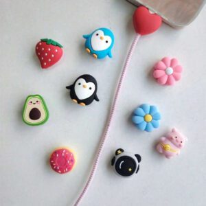 Lot de 10 protecteurs de câble de données en forme de fruits et d'animaux, compatibles avec iPhone et iPad (cadeau amusant). Accessoires de chargeur Nan. Accessoires de téléphone.