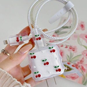 5 pièces Ensemble de chargeur de téléphone portable avec design de tulipe blanche métallique et perle 20W/18W, câble de protection de chargement, boîtier de protection de la tête de chargement, compatible avec le câble de chargeur , accessoires de chargeur, accessoires de téléphone