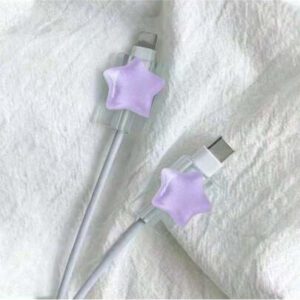 Étui de protection compatible avec avec motif étoile/nœud papillon. Accessoire de câble de données anti-pliage, protecteur de câble Nan, accessoires de chargeur, accessoires de téléphone