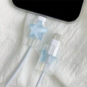 Étui de protection compatible avec avec motif étoile/nœud papillon. Accessoire de câble de données anti-pliage, protecteur de câble Nan, accessoires de chargeur, accessoires de téléphone