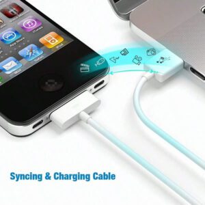 Câble de charge USB, cordon de synchronisation et de charge USB de 4,0 pi compatible avec iPhone 4, 4s, 3G, 3GS, iPad 1, 2, 3, iPod Touch, Nano blanc (1 pièce)