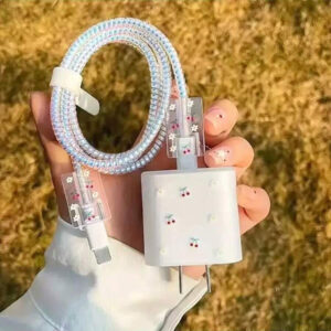 5 pièces/Set Fleurs de Cerisier Conçus Couvercles de Protection pour Chargeur et Câble de Données, Compatible avec Apple 18W/20W et Compatible avec le Câble 14 Pro, Protecteur de Chargeur