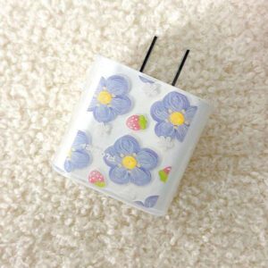5 pièces/Set Fleurs de Cerisier Conçus Couvercles de Protection pour Chargeur et Câble de Données, Compatible avec Apple 18W/20W et Compatible avec le Câble 14 Pro, Protecteur de Chargeur