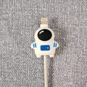 Housse de protection de câble de données d'astronaute bleue, organisateur de câble de protection anti-casse en silicone 3D pour câble de chargeur de téléphone, protecteur de chargeur