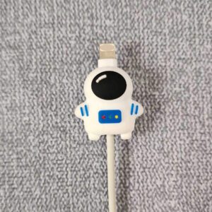 Housse de protection de câble de données d'astronaute bleue, organisateur de câble de protection anti-casse en silicone 3D pour câble de chargeur de téléphone, protecteur de chargeur