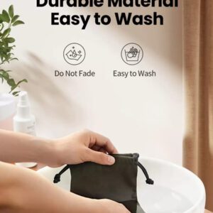 UGREEN Sac pochette de 19*12 cm pour batterie externe, écouteurs TWS, sac en flanelle pour accessoires de téléphone portable, sac de protection étanche à cordon avec compartiments pour câbles, en polyamide