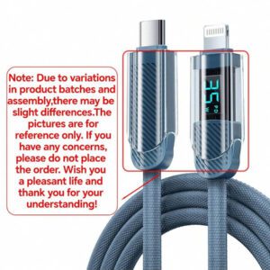Câble de charge rapide avec affichage numérique intelligent USB-C vers Lightning, câble de synchronisation tressé en nylon, compatible avec les séries 13/12/11 et iPad, compatible avec , transfert de données haute vitesse et charge compatible MFi certifié