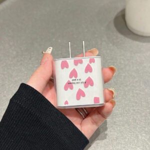 5 pièces Ensemble de chargeur design cœur rose, chargeur 20W/18W, protecteur de câble de charge, protecteur de tête de chargeur, compatible avec 11 12 13 14 15 16 17