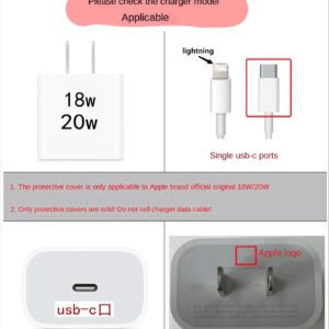 5 pièces Ensemble de chargeur design cœur rose, chargeur 20W/18W, protecteur de câble de charge, protecteur de tête de chargeur, compatible avec 11 12 13 14 15 16 17