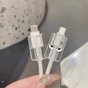 5 pièces/set Protecteurs de câble de données à motif compatibles avec les protecteurs de chargeur iPhone 18-20W, anti-fissuration, anti-rayures, résistant à la saleté