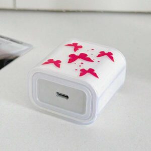 5 pièces Ensemble de chargeur design cœur rose, chargeur 20W/18W, protecteur de câble de charge, protecteur de tête de chargeur, compatible avec 11 12 13 14 15 16 17