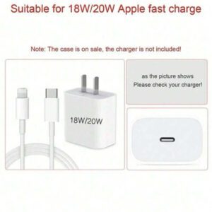 Étui de protection à motif bleu pour chargeur, compatible avec 15/14 Pro Max, transparent, résistant aux chocs, conçu pour 13/12 et iPad. Câble de charge en silicone compatible avec le câble de charge rapide 18/20W, protecteur de câble de chargeur
