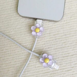 2 pièces/Ensemble Étuis protecteurs de station de charge transparents et floraux à la mode, accessoires de chargeur, accessoires de téléphone