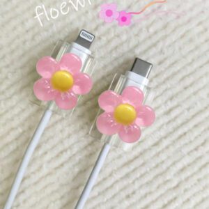 2 pièces/Ensemble Étuis protecteurs de station de charge transparents et floraux à la mode, accessoires de chargeur, accessoires de téléphone