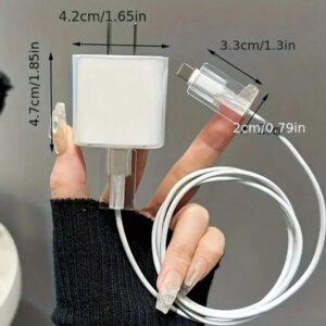 5 pièces Petit ensemble de chargeur de téléphone 20W/18W rose clair/violet avec design de nœud cœur/nœud doré/cerise et fausse perle blanche, protecteur de câble de charge, étui protecteur de tête de charge, compatible avec le chargeur Apple