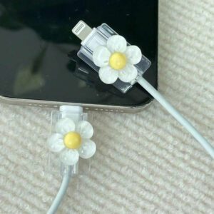 2 pièces/Ensemble Étuis protecteurs de station de charge transparents et floraux à la mode, accessoires de chargeur, accessoires de téléphone
