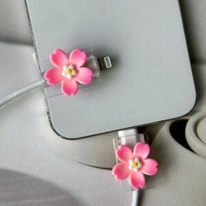2 pièces/Ensemble Étuis protecteurs de station de charge transparents et floraux à la mode, accessoires de chargeur, accessoires de téléphone