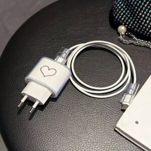 3 pièces Étui de protection de charge rapide 20W avec prise UE, de forme de cœur, compatible avec iPhone13/14/15/16, en TPU, avec port de charge rond et cache-câble, sans batterie ni composants électroniques, protecteur de câble, protecteur de chargeur