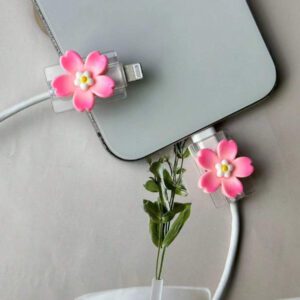 2 pièces/Ensemble Étuis protecteurs de station de charge transparents et floraux à la mode, accessoires de chargeur, accessoires de téléphone