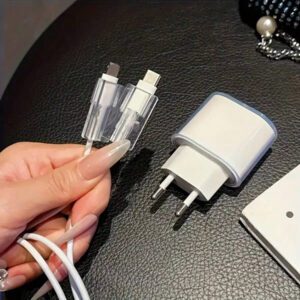3 pièces Étui de protection de charge rapide 20W avec prise UE, de forme de cœur, compatible avec iPhone13/14/15/16, en TPU, avec port de charge rond et cache-câble, sans batterie ni composants électroniques, protecteur de câble, protecteur de chargeur