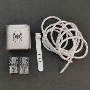 5 pièces Protecteurs de câble de chargeur compatibles avec le chargeur Apple 18/20W, protection en TPU noir style araignée