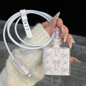Étui de protection minimaliste en forme d'nœud pour chargeur Apple 20W compatible avec 15, protection pour câble de données 16 ProMax, anti-pliage, anti-morsure de chat pour câble 13/14 Plus, protecteur de chargeur