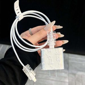 Étui de protection minimaliste en forme d'nœud pour chargeur Apple 20W compatible avec 15, protection pour câble de données 16 ProMax, anti-pliage, anti-morsure de chat pour câble 13/14 Plus, protecteur de chargeur