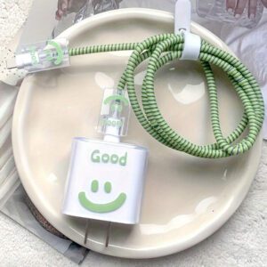 5 pièces Set de chargement de téléphone portable avec motif en forme de cœur comprenant un chargeur, un câble de données et un couvre-câble de protection, un protecteur de chargeur