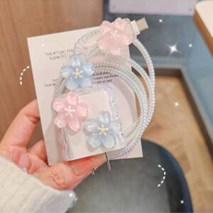 Étui de protection de chargeur minimaliste à motif floral, compatible avec la série 14/13, adaptateur de charge rapide, protecteur de chargeur 20W, cadeau idéal