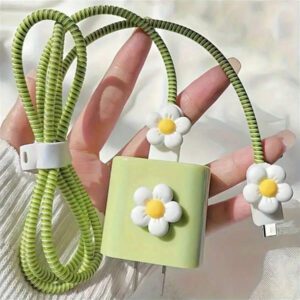 Étui de protection de chargeur minimaliste à motif floral, compatible avec la série 14/13, adaptateur de charge rapide, protecteur de chargeur 20W, cadeau idéal