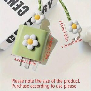 Étui de protection de chargeur minimaliste à motif floral, compatible avec la série 14/13, adaptateur de charge rapide, protecteur de chargeur 20W, cadeau idéal