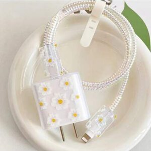 5 pièces Étuis de protection design floral minimaliste créatif, compatibles avec l' 16/15 Pro Max 20W, chargeur, câble de données. Protège contre les dommages. Convient comme cadeau pour petit ami/petite amie. Protecteur de câble, protecteur de chargeur