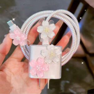 Étui de protection de chargeur minimaliste à motif floral, compatible avec la série 14/13, adaptateur de charge rapide, protecteur de chargeur 20W, cadeau idéal