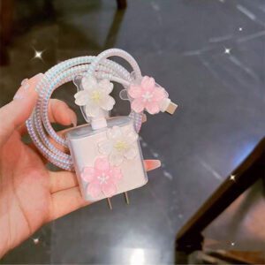 Étui de protection de chargeur minimaliste à motif floral, compatible avec la série 14/13, adaptateur de charge rapide, protecteur de chargeur 20W, cadeau idéal