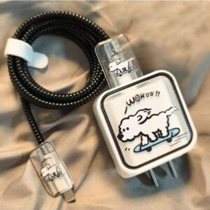 5 pièces/set Étui de protection de câble de données avec figure de ligne amusante, convient pour le chargeur 18-20W, prévient la rupture du câble. Accessoires de chargeur Nan, accessoires de téléphone