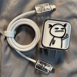 5 pièces/set Étui de protection de câble de données avec figure de ligne amusante, convient pour le chargeur 18-20W, prévient la rupture du câble. Accessoires de chargeur Nan, accessoires de téléphone