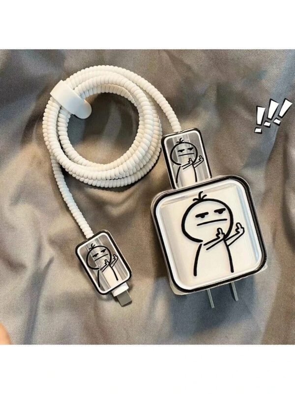 5 pièces/set Étui de protection de câble de données avec figure de ligne amusante, convient pour le chargeur 18-20W, prévient la rupture du câble. Accessoires de chargeur Nan, accessoires de téléphone – Image 6