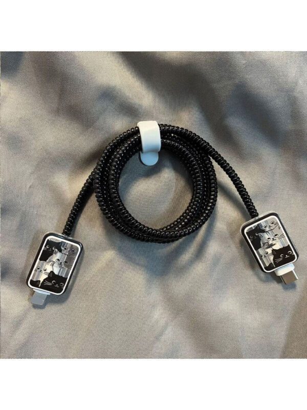 5 pièces/set Étui de protection de câble de données avec figure de ligne amusante, convient pour le chargeur 18-20W, prévient la rupture du câble. Accessoires de chargeur Nan, accessoires de téléphone – Image 11