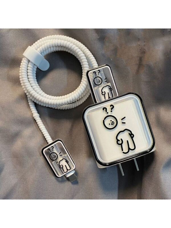 5 pièces/set Étui de protection de câble de données avec figure de ligne amusante, convient pour le chargeur 18-20W, prévient la rupture du câble. Accessoires de chargeur Nan, accessoires de téléphone – Image 15