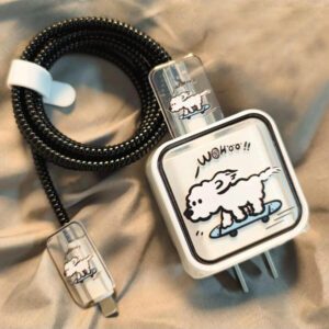 5 pièces/set Étui de protection de câble de données avec figure de ligne amusante, convient pour le chargeur 18-20W, prévient la rupture du câble. Accessoires de chargeur Nan, accessoires de téléphone