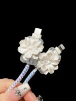 5 pièces/set Protecteur de chargeur de version européenne 20W avec design de fleur de camélia, protecteur de câble compatible avec IPhone11/12/13/14/15/16 Pro Max, câble de données anti-pliage, fixateur de câble de données, câble de données anti-rupture, étui de protection pour tête de chargeur en TPU. Accessoires de chargeur, accessoires de téléphone – Image 10