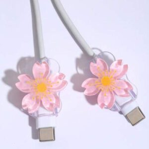 2 pièces Protecteur de câble de données en forme de fleur de cerisier compatible avec Apple